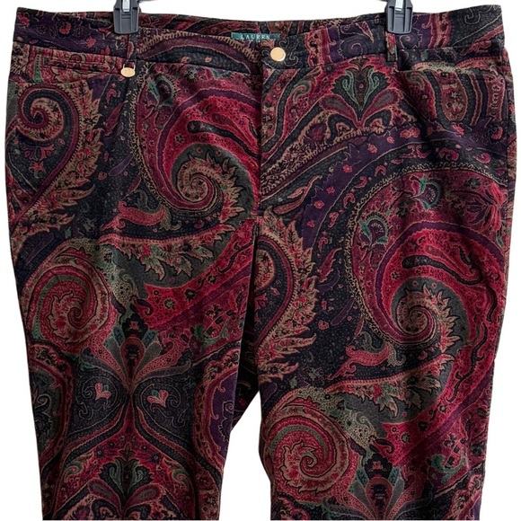 LAUREN RALPH LAUREN Vintage Velvet Paisley Preppy Colorful Y2K Pants Size 20W - Picture 2 of 8